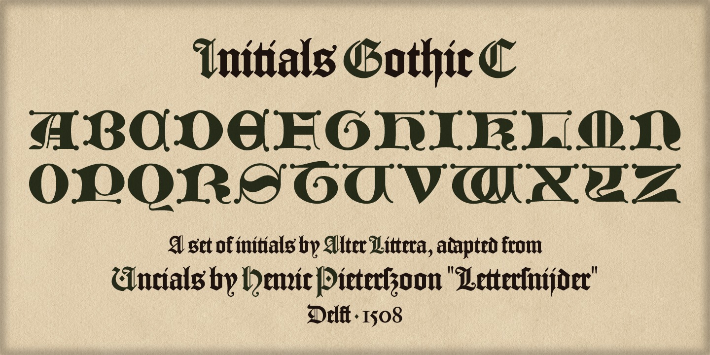 Czcionka Initials Gothic C